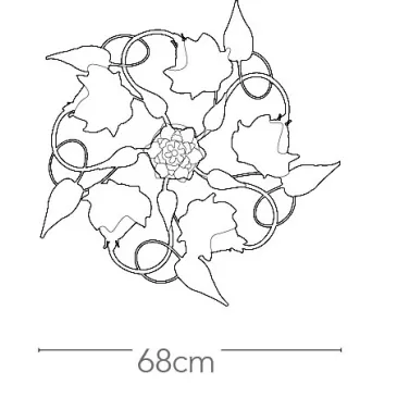 I-PRIMAVERA/PL5 - Plafoniera Metallo diffusori Vetro Decoro a Mano Floreale Lampada Classica E14