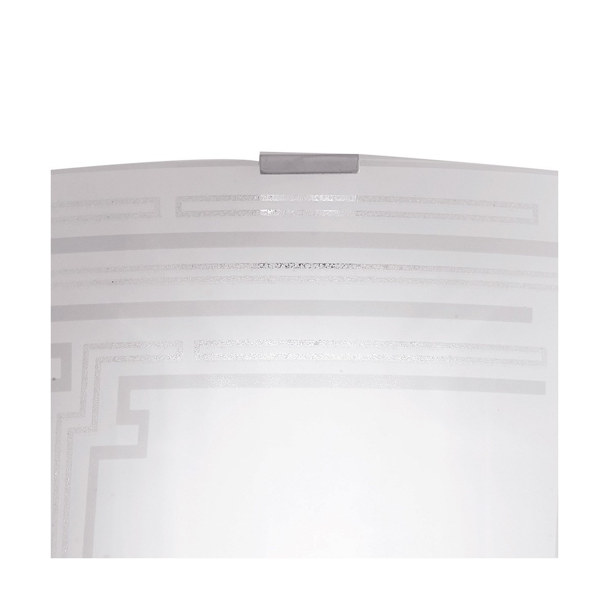 Plafonera Concept in Vetro Bianco con Decoro Grigio e...