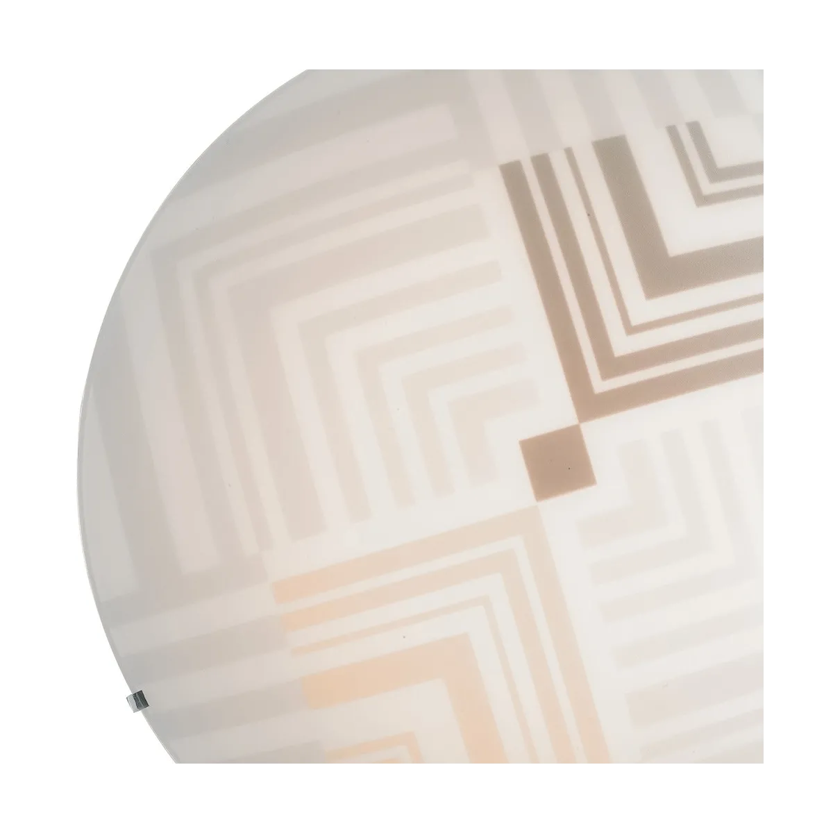 Plafonnier Seventy en verre blanc à décor gris et marron