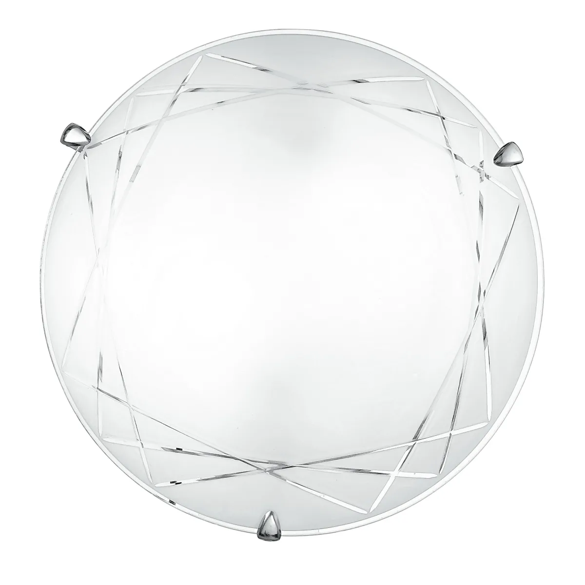 I-PARADISE/PL40 - Plafoniera Vetro Satinato Tonda decoro Geometri Inciso Interno Classico E27