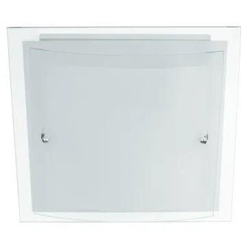 I-061228-1 - Plafonnier Carré Double Verre Blanc Satiné Moderne Bord Transparent E27