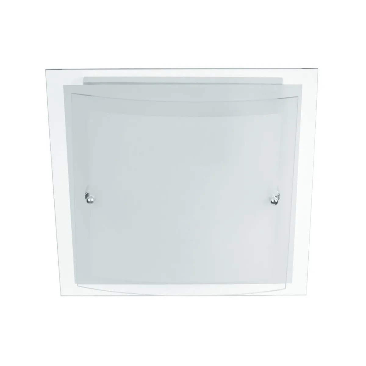 I-061228-1 - Plafoniera Quadrata Doppio Vetro Bianco Satinato Bordo Trasparente Moderna E27