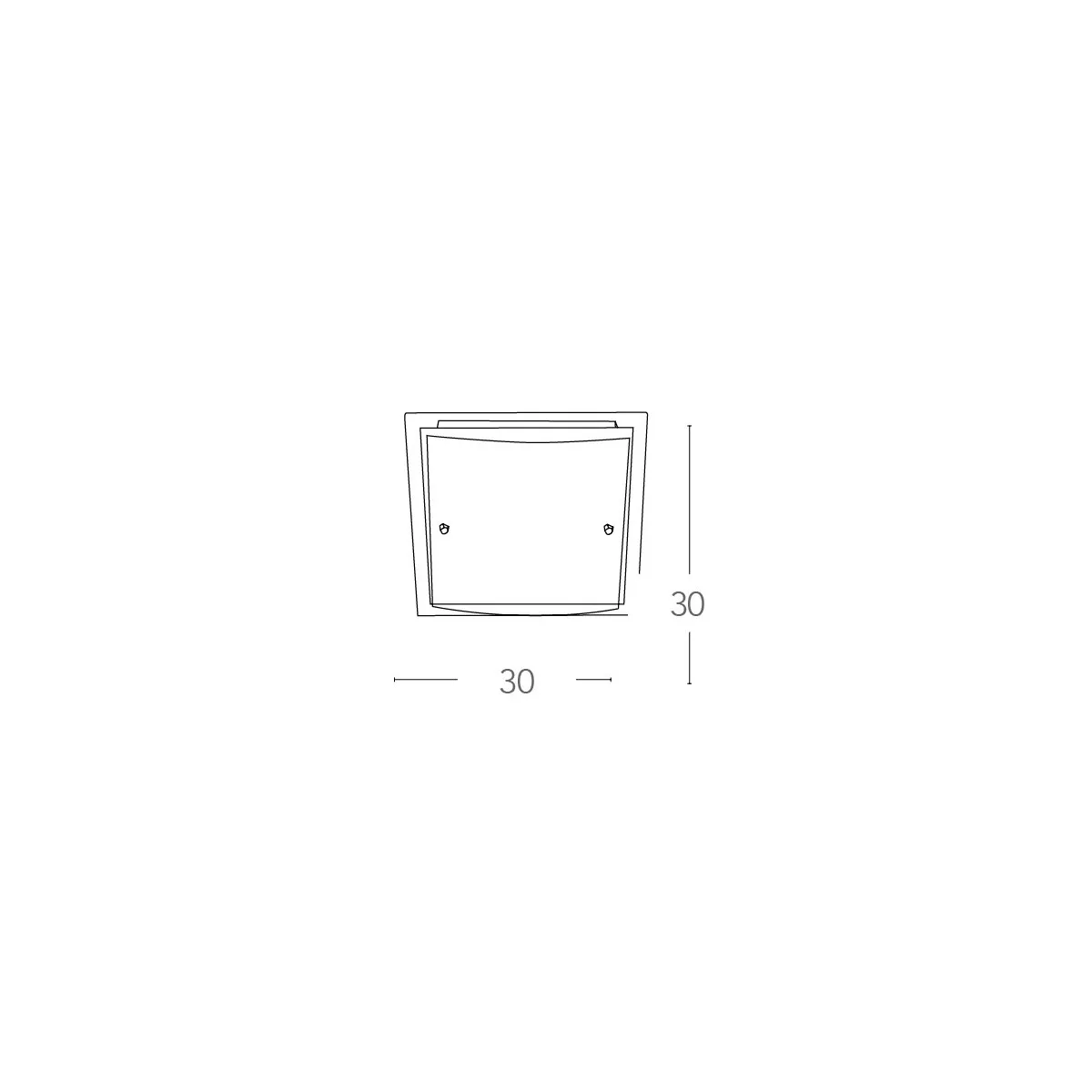 I-061228-1 - Plafoniera Quadrata Doppio Vetro Bianco Satinato Bordo Trasparente Moderna E27