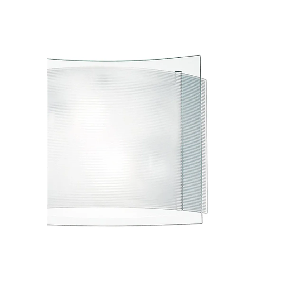 Doppio Diffusore  Vetro Decorato a Righe e Vetro Trasparente Plafoniera 35x38 Righe