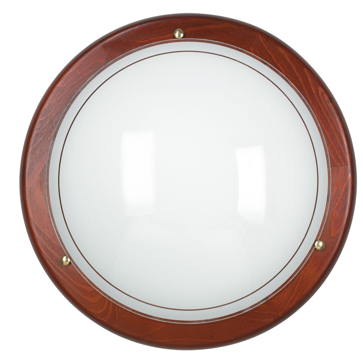 07 / 03812- Plafonnier rond en verre blanc avec cadre en bois Lampe classique E27