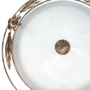 Diffuseur en verre albâtre blanc avec cadre floral en métal Plafonnier 50 cm FanEurope