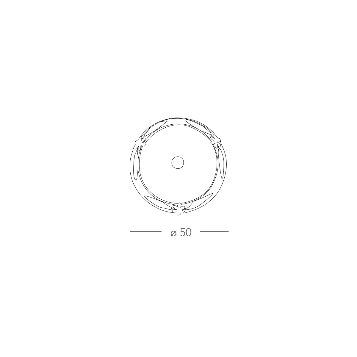 Plafonnier rond 50 cm avec diffuseur en verre albâtre et cadre floral en métal Riccio Line