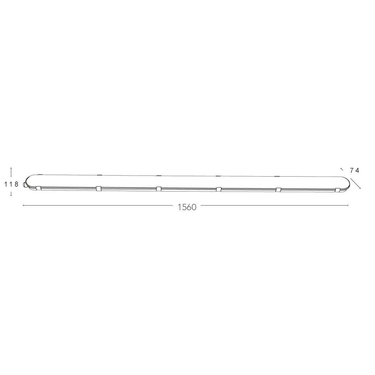 156 cm lange, längliche Deckenleuchte mit...