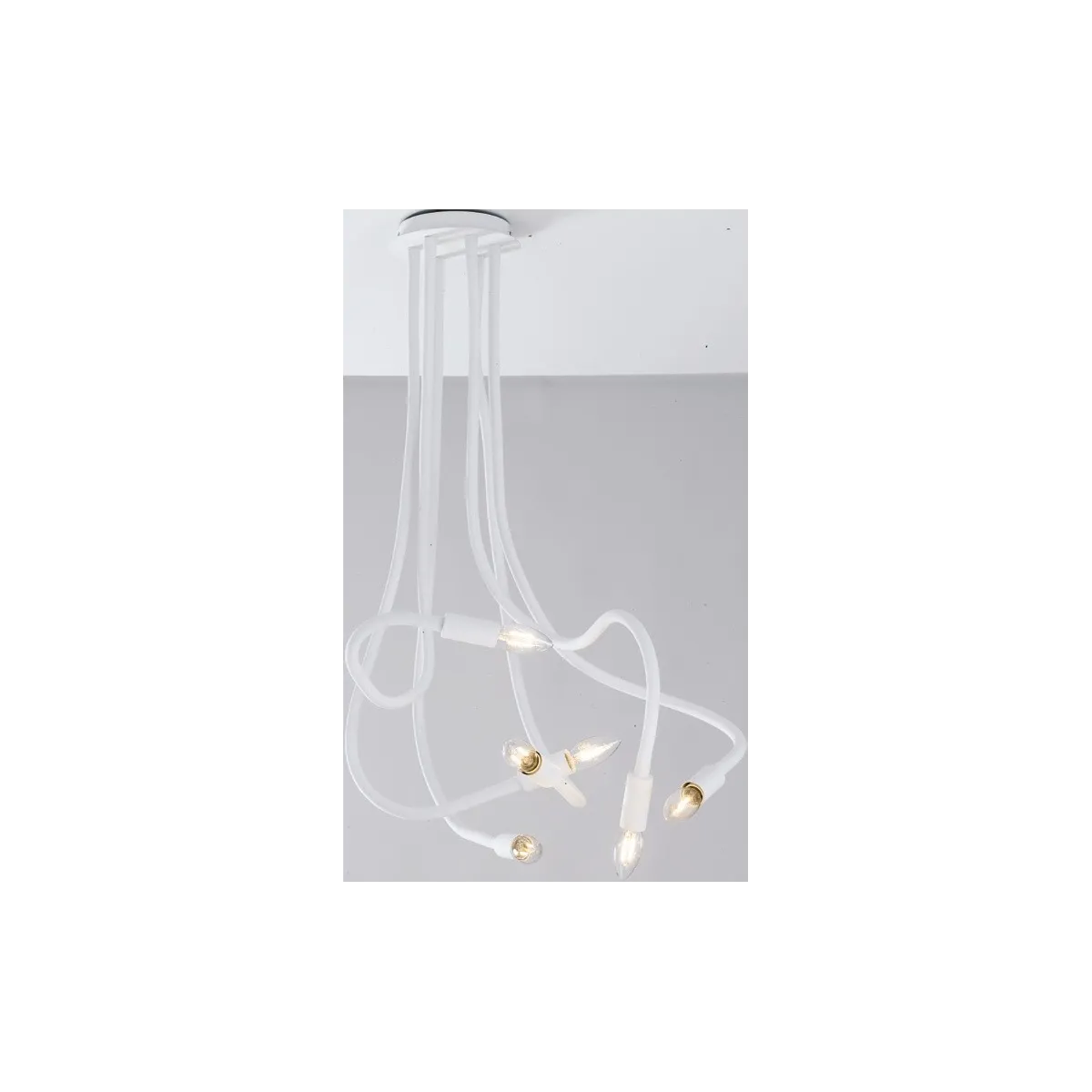 I-LOVER-6-BCO - Plafoniera 6 luci Flessibile Metallo Silicone Bianco Soffitto Moderna E14