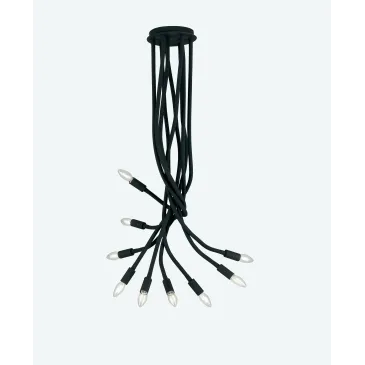 I-LOVER-9-NERO - Plafoniera Metallo Silicone Nero Flessibile 9 Luci Moderna Soffitto E14