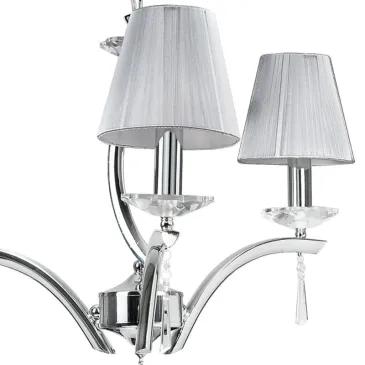 Lampadario Orchestra in Metallo con Paralumi in Tessuto e Cristalli K9