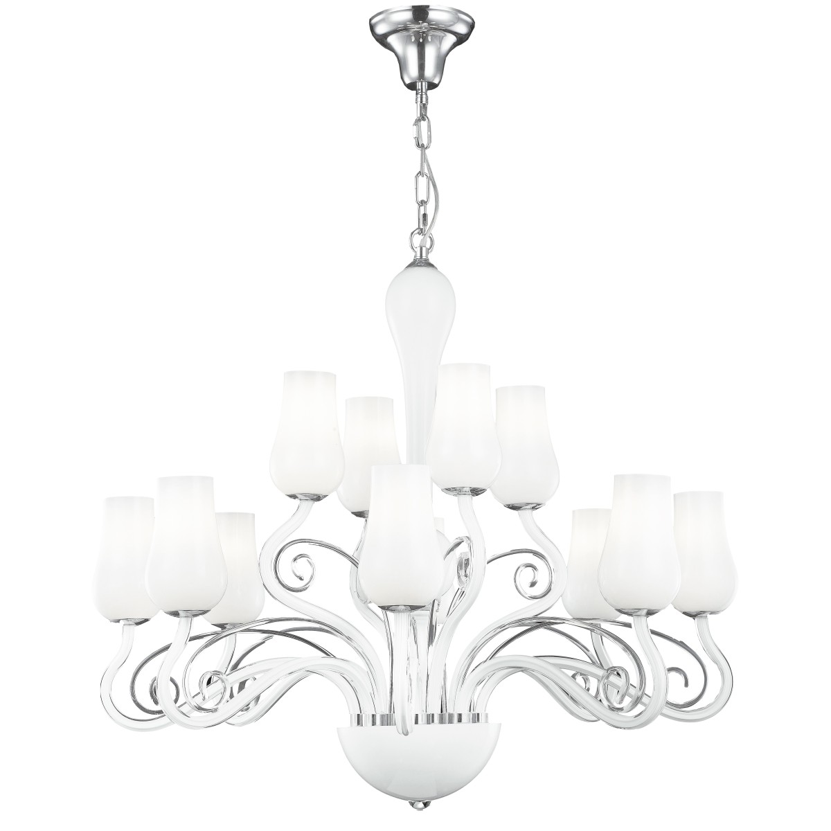 I-ANGEL/12 - Lampadario Vetro Soffiatto Bianco...