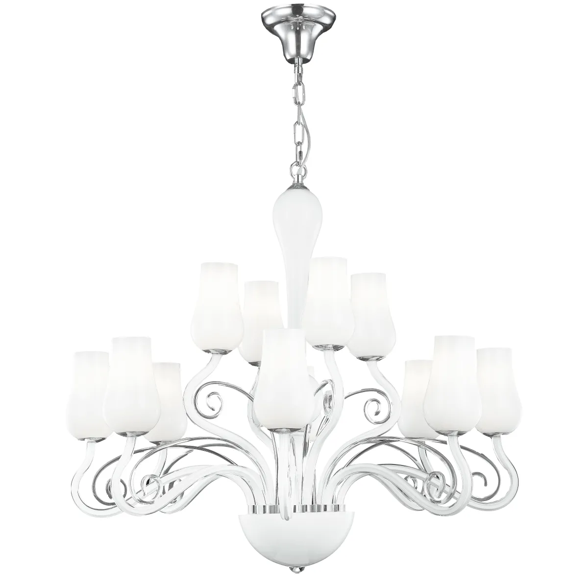 I-ANGEL/12 - Lampadario Vetro Soffiatto Bianco...