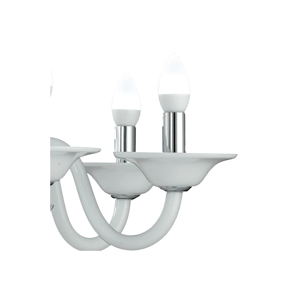 Plafonnier en pâte de verre blanc avec finitions chromées