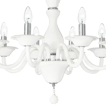 Plafonnier en pâte de verre blanc avec finitions chromées et décoration sphère