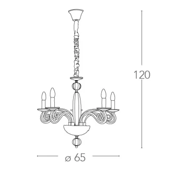 Lustre en cristal à 5 lumières Epoque avec finitions Gold FanEurope