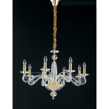 Lampadario a Sospensione Finiture Oro Cristallo Classico E14