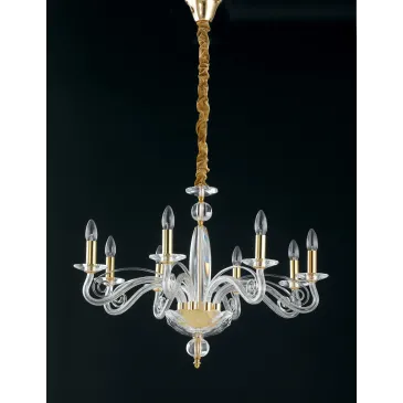 I-EPOQUE / 8 - Lustre à Suspension Finition Or Cristal Classique E14