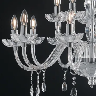 Suspension en cristal avec finitions chromées et pendants Ligne Epoque