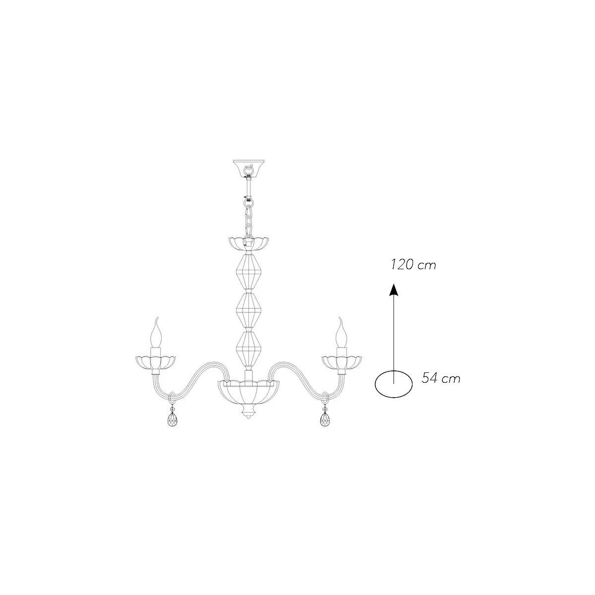 I-RIFLESSO/8 - Lampadario Cristallo Finitura Cromata Gocce Trasperenti Classico E14