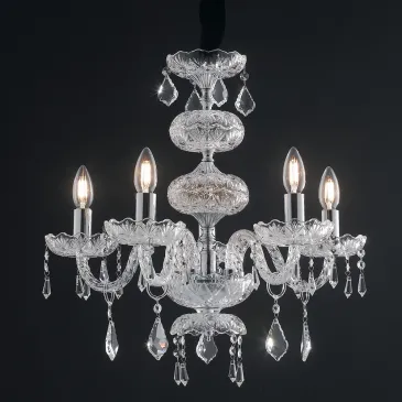 I-INCANTO/5 - Lampadario a Sospensione Vetro Cristallo Finitura Cromata Interno Classico E14