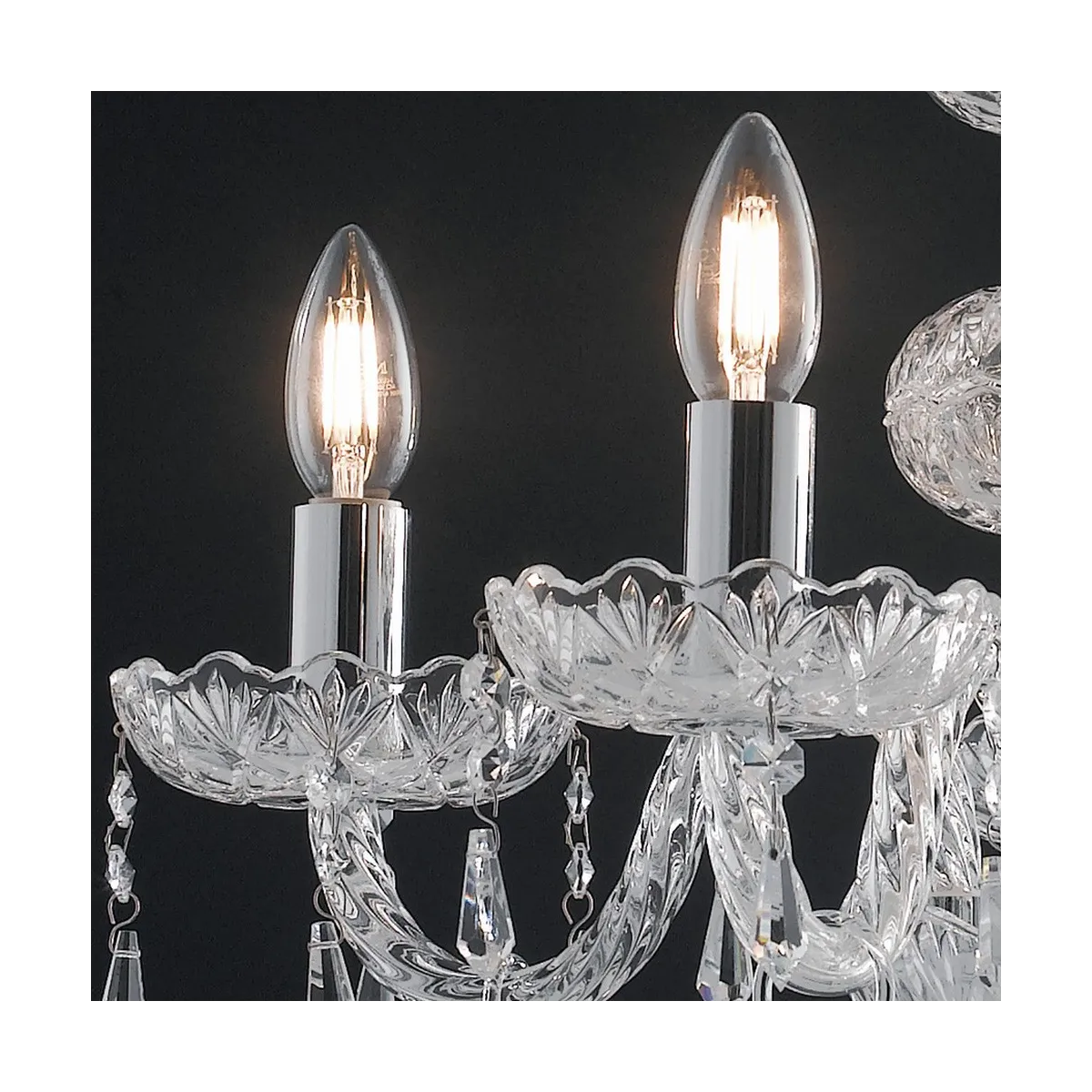 Incanto suspension 5 lumières en verre cristal avec finitions chromées