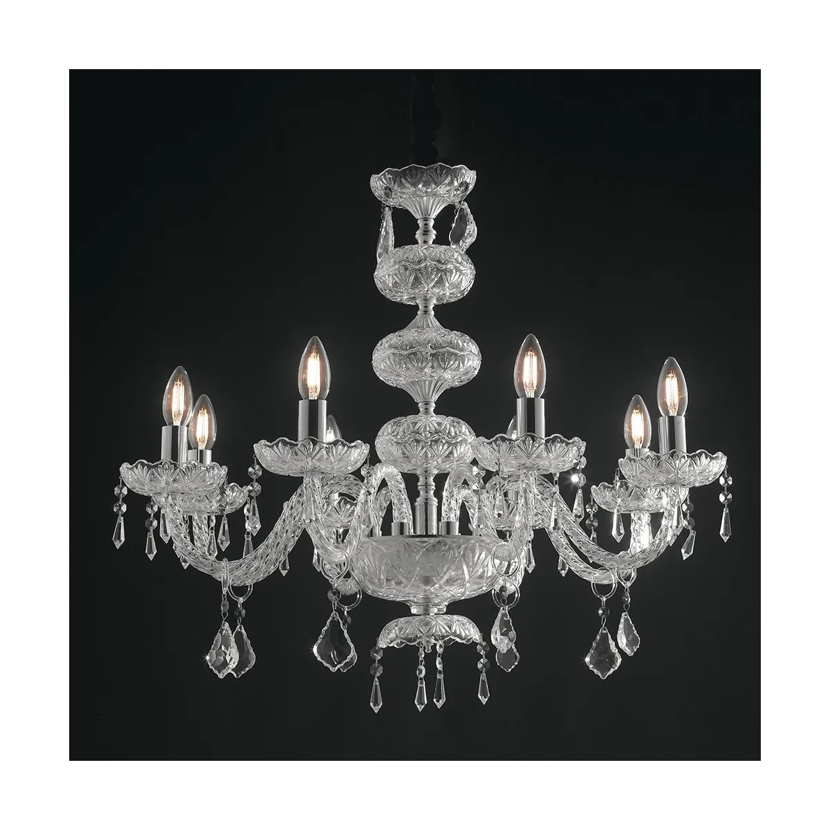I-INCANTO/8 - Lampadario Classico Finiture Cromate Vetro...