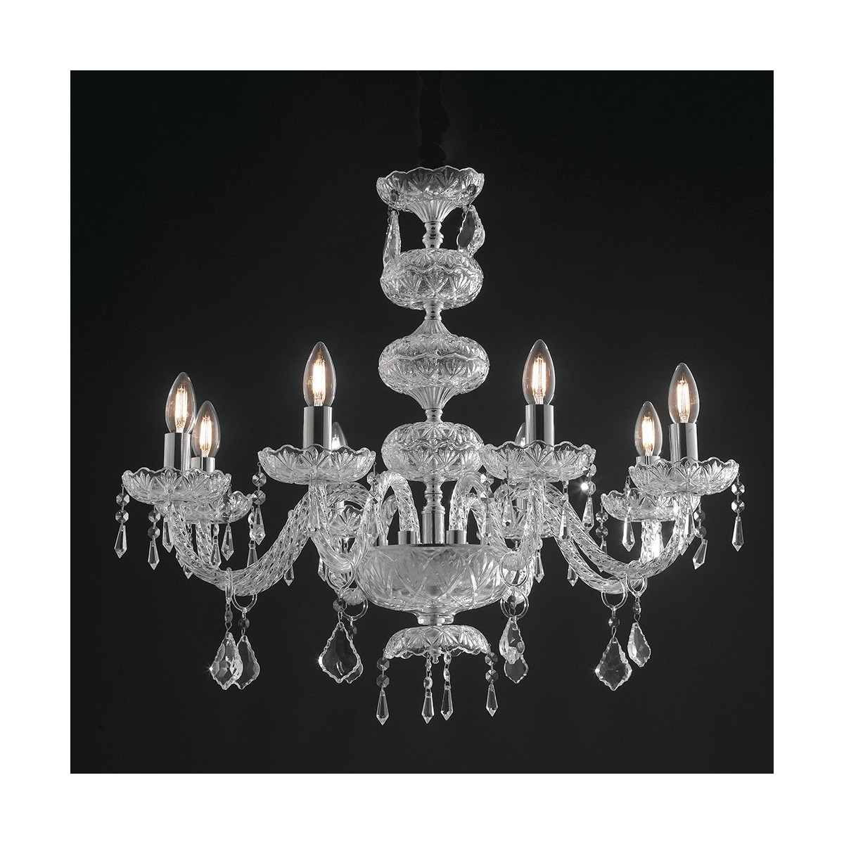 I-INCANTO/8 - Lampadario Classico Finiture Cromate Vetro...