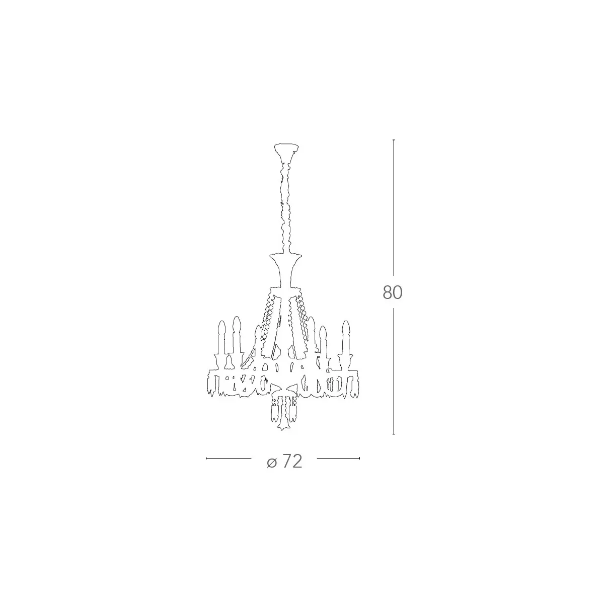 Lustre 6 lumières en cristal Louvre avec pendentifs et chaînes décoratives Finitions Chrome FanEurope