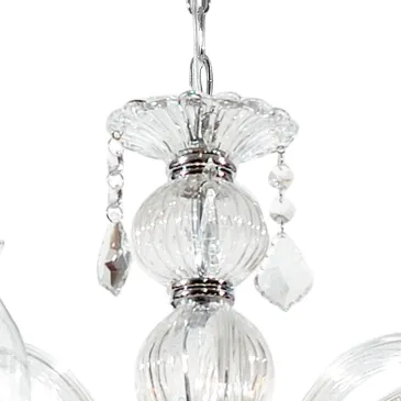 Suspension de chaîne en verre de cristal avec finitions chromées et pendentifs en cristal