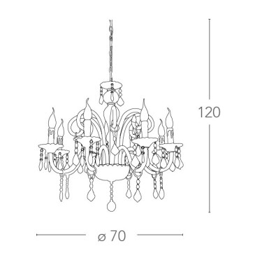 Lampadario Cristallo 8 luci in Vetro con Cristalli e Finiture Cromo FanEurope