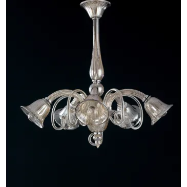 I-POSEIDON/5 - Lampadario Sospeso Bracci Verso il Basso Vetro Champagne Classico E14