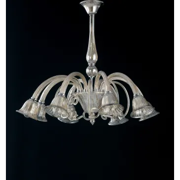 I-POSEIDON/8 - Lampadario Vetro Champagne Bracci Verso il Basso Sospensione Classica E14