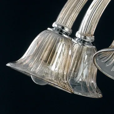 Lustre Poséidon 8 lumières vers le bas en verre champagne