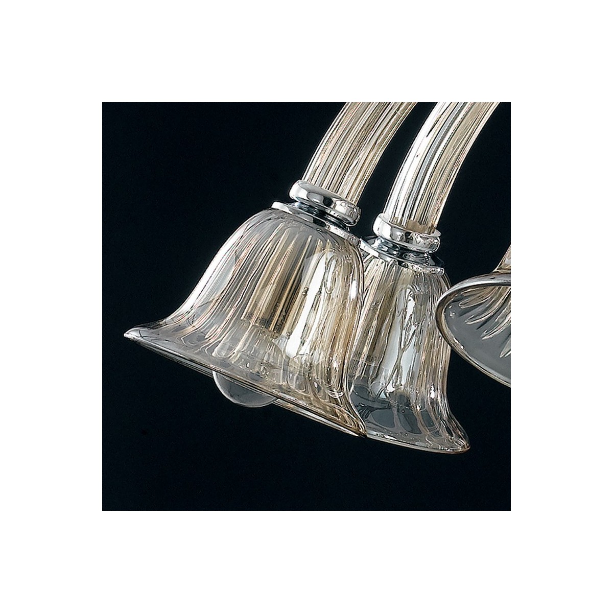 Lustre Poséidon 8 lumières vers le bas en verre champagne