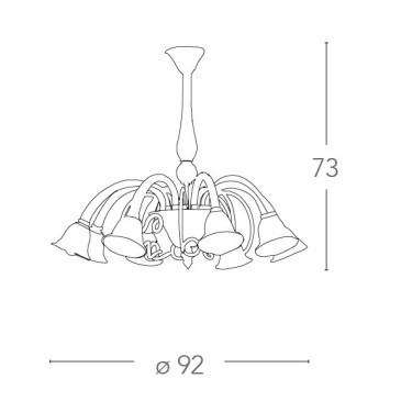 Lampadario Poseidon 8 luci in Vetro Champagne FanEurope