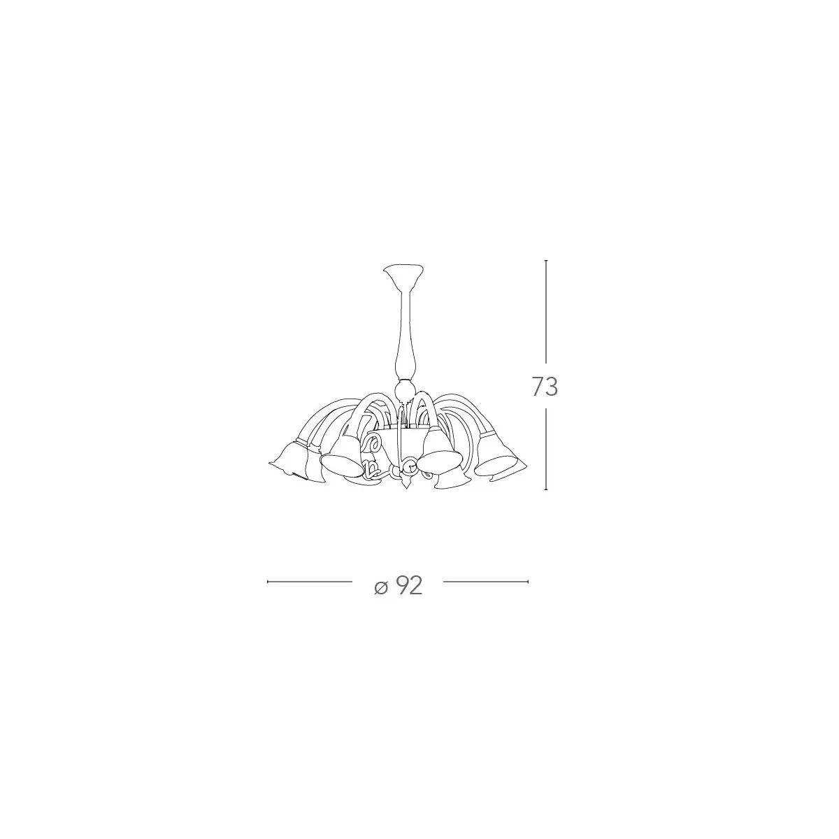 Lustre Poséidon 8 lumières en verre Champagne FanEurope
