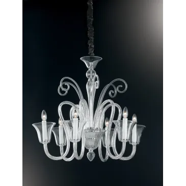 I-PALACE/6 - Lampadario a Sospensione Vetro Ultra Trasparente Classico E14