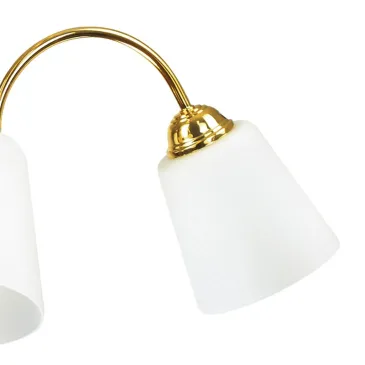 Lustre en métal doré 1162 avec diffuseurs en verre soufflé blanc