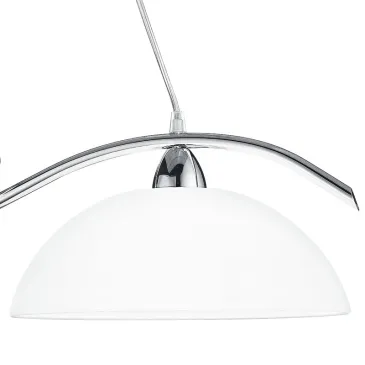 Lustre Halley avec suspension de billard en métal chromé avec diffuseurs en verre blanc