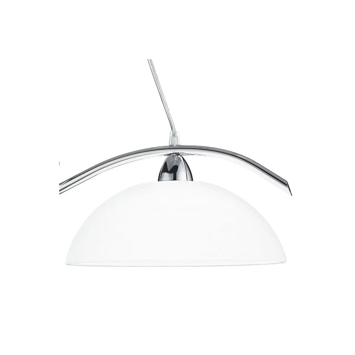 Lampadario Halley con Sospensione a Biliardo in Metallo Cromo con Diffusori in Vetro Bianco