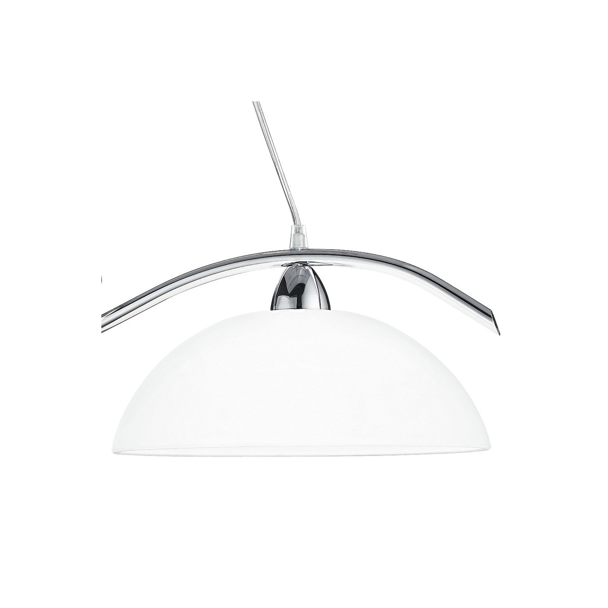 Lustre Halley avec suspension de billard en métal chromé avec diffuseurs en verre blanc