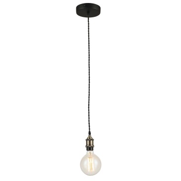 I-VINTAGE-PD - Sospensione Rustica Alluminio Cavo in Tessuto Lampadario Rustico E27