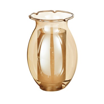 F30 Blumenlampenschirm aus bernsteinfarbenem Glas