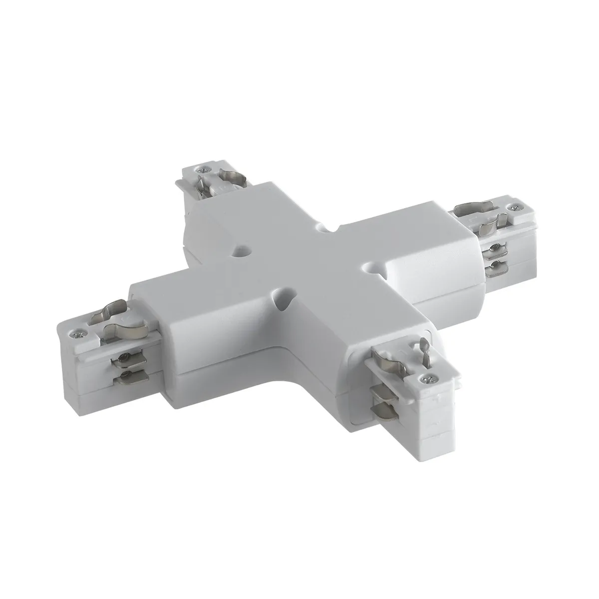 Weißer Verbinder für kreuzförmige Führungsschienen