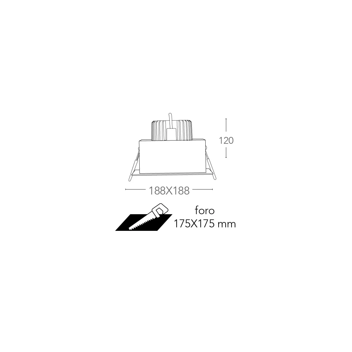 Spot Apollo Square 18,8x18,8 cm avec bordure blanche et...