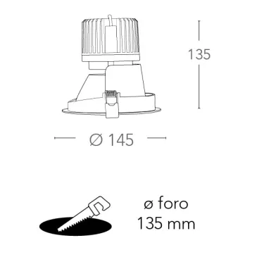 Faretto a incasso Elite Tondo 14,5 cm in Alluminio Bianco FanEurope