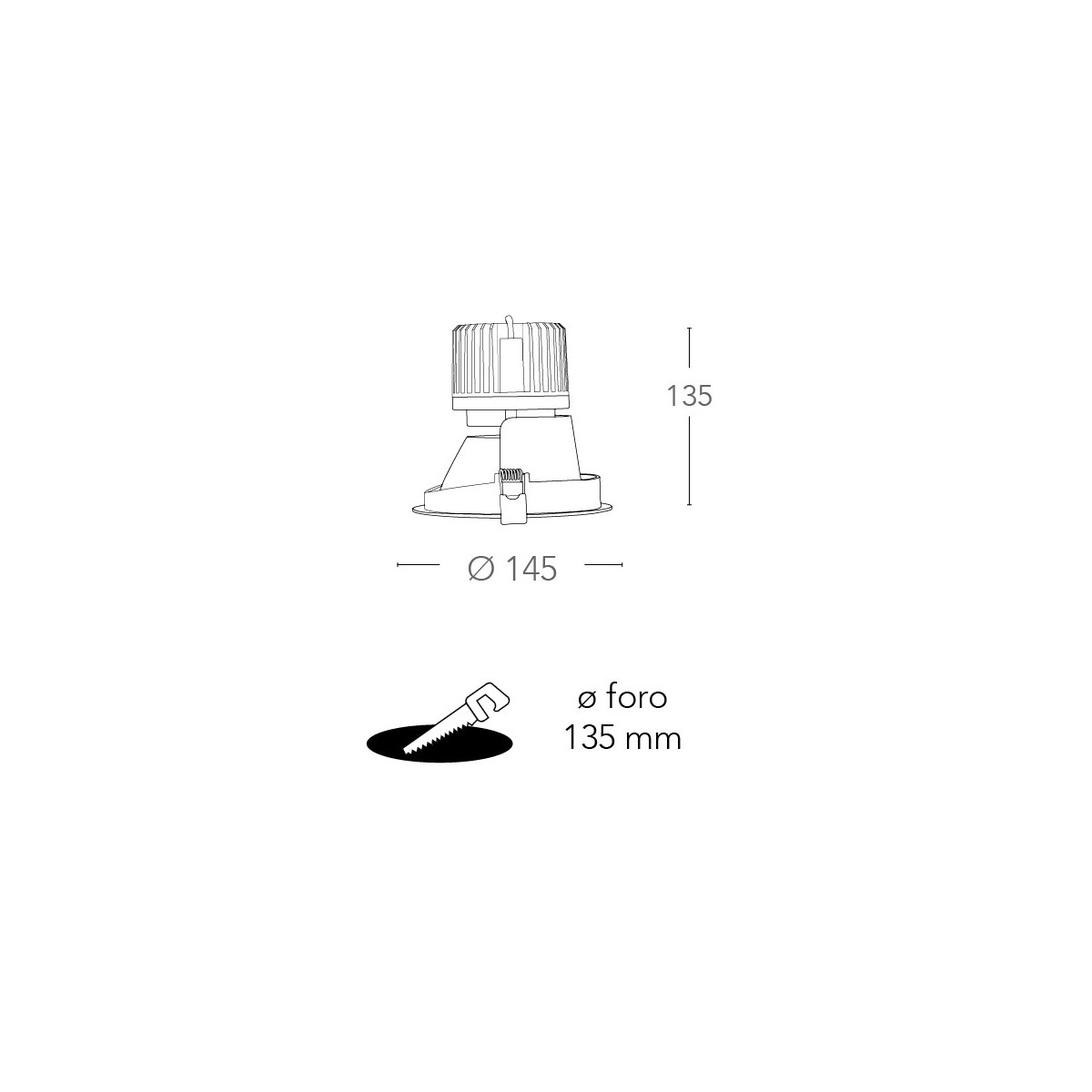 Faretto a incasso Elite Tondo 14,5 cm in Alluminio Bianco...