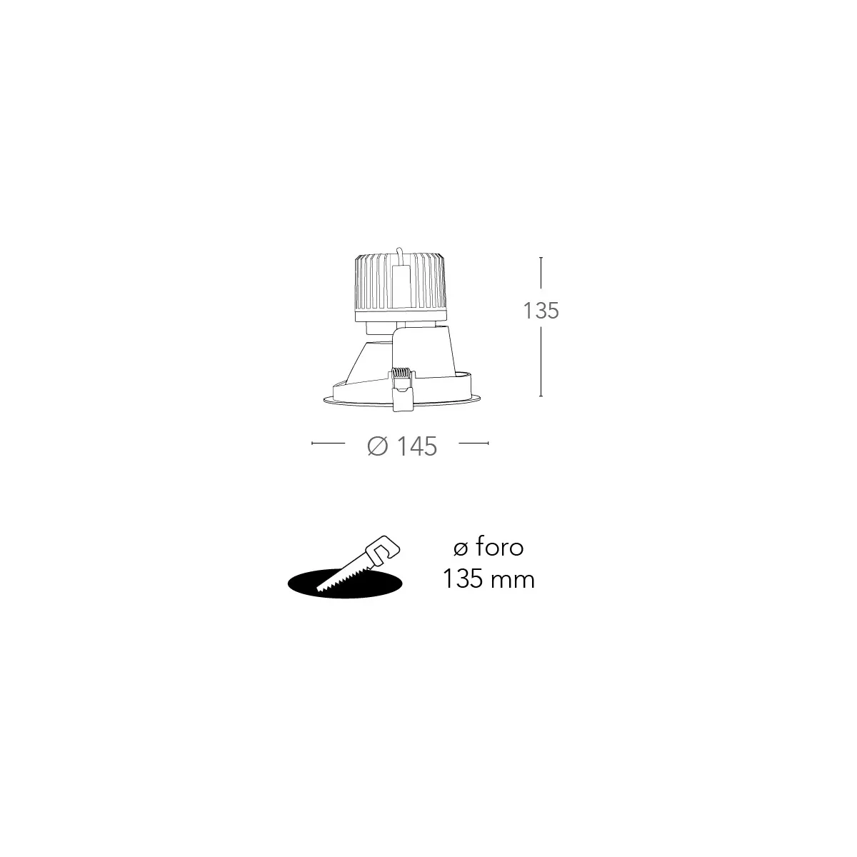 Faretto a incasso Elite Tondo 14,5 cm in Alluminio Bianco...