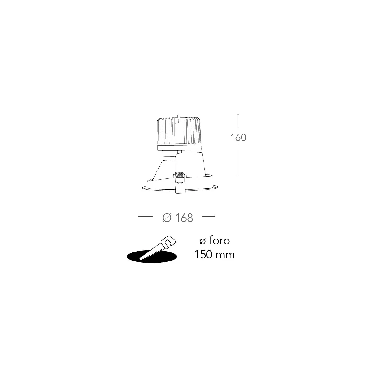 Faretto a Incasso Elite Tondo 16,8 cm in Alluminio Bianco...